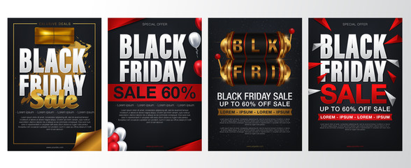 Black Friday Sale flyers collection for business, commerce, promotion and advertising