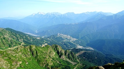 Beautiful view from the peak of Black Pillar mountain, Krasnaya Polyana
