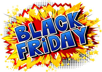 Obraz premium Black Friday - Comic book style word on abstract background.