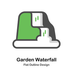 Garden decoration waterfall Outline Flat illustration