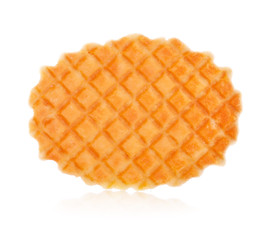 Waffle closeup isolated on white background.