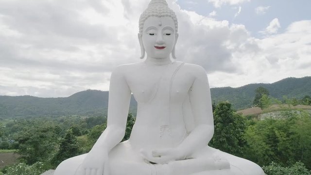 Amazing at White Big Buddha Statue Viewpoint. 4K Aerial View
