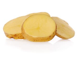 Fresh potatoes isolated on white background.