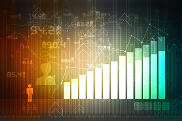 2d rendering Stock market online business concept. business Graph 