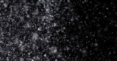 Snowfall on a black background