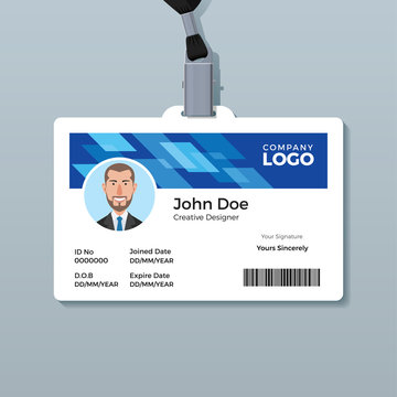 Blue Office ID Badge Design Template