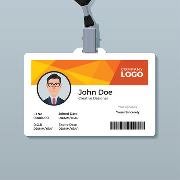 Orange Polygon ID Card Template