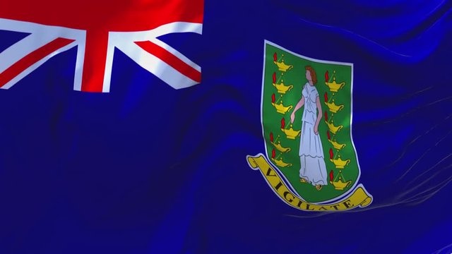 38. Virgin Islands UK Flag Waving in Wind Slow Motion Animation . 4K Realistic Fabric Texture Flag Smooth Blowing on a windy day Continuous Seamless Loop Background.