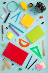 school accessories at abstract background