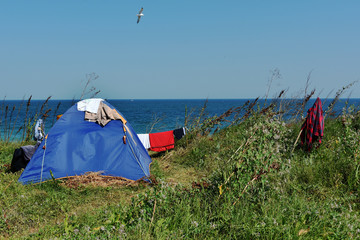 Camping on Vama Veche beach,a non-mainstream tourist destination on the Black Sea coast, near the border with Bulgaria,popular destination for tourists from entire world.