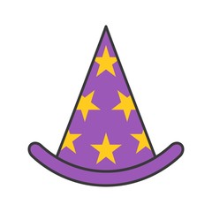 Fototapeta premium wizard hat, Halloween related icon, filled outline design editable stroke