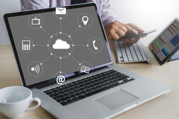 Cloud Service (Cloud Computing diagram on the new computer interface)