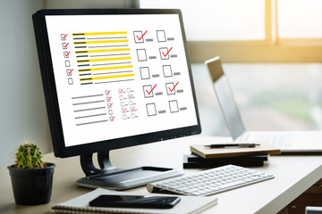 businessman SURVEY and Results Analysis Discovery Concept