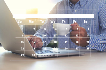 Agenda Activity on conputer Business man Making Agenda Information Calendar Events and Meeting Organizer