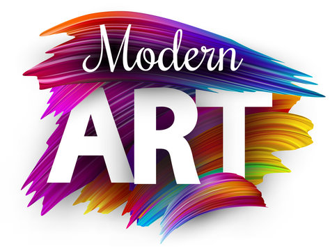 Modern art paper poster with colorful brush strokes.