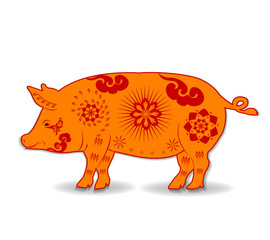 Creative chinese new year 2019 invitation cards. Year of the pig. Chinese characters mean Happy New Year