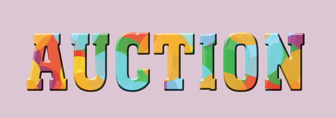 Auction Color letters. Logo stamp banner. 