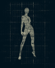 Fototapeta na wymiar Humanoid robot silhouette. Robotics industry relative image.