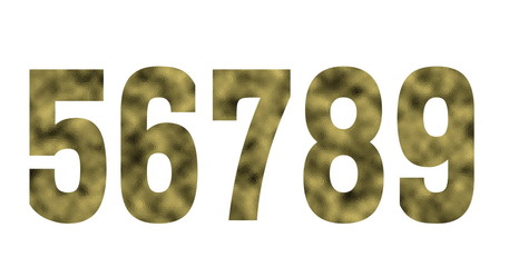 5 6 7 8 9 Golden color number. Metalic foil