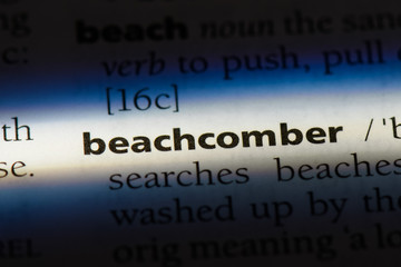 beachcomber word in a dictionary. beachcomber concept.