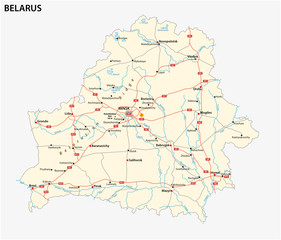 vector road map of the Republic of Belarus