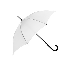 Beautiful open umbrella on white background