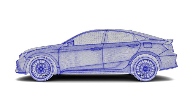 X-ray of a car / 3D render image representing a X-ray of a car