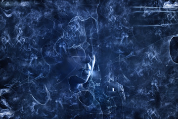 girl with sigarette fading into smoke
