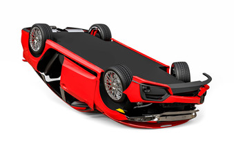 Car wreck / 3D render image representing a wrecked car 