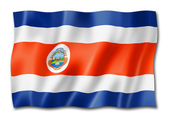 Costa Rican flag isolated on white