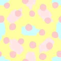 Photo sur Plexiglas Polka dot Modèle sans couture avec coups de pinceau répétitifs et tache ronde de peinture aquarelle. Impression colorée abstraite pour les enfants.