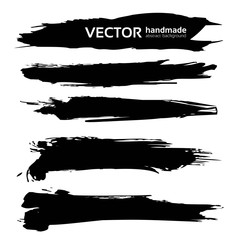 Textured thick black abstract smears set isolated on a white background