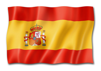 Spanish flag isolated on white - obrazy, fototapety, plakaty