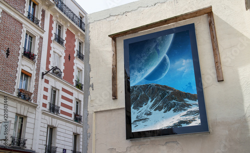 Outdoor billboard on grunge wall advertisement