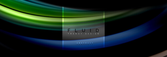 Fluid colors abstract background colorful poster, twisted liquid design on black, colorful marble or plastic wave texture backdrop, multicolored template for business or technology presentation or web