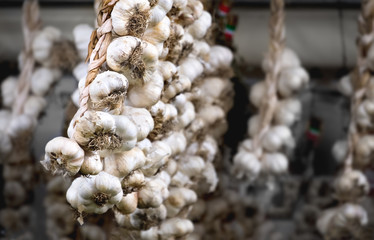 italian market garlic string hang background