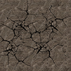 Surface of dry land with cracked soil texture background, 3D illustration.