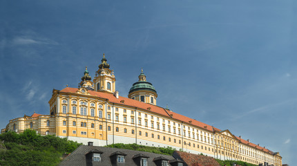Fototapeta premium Panorama of Melk Abbey above the town of Melk, Lower Austria