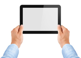 Blank tablet screen isolated on white