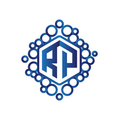 RP Initial letter hexagonal logo vector