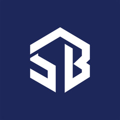 SB Initial letter hexagonal logo vector