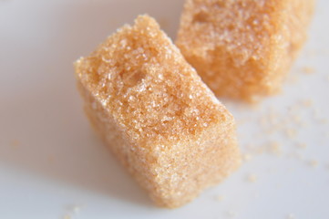 macro avec morceaux de sucre roux
