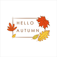 Hello Autumn Greeting Simple Dry Foliage Frame Illustration Design