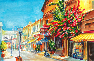 Fototapeta na wymiar Street of Famagusta Cyprus art