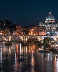Naklejka na ściany i meble Rome city at night, Italy Vatican and Tiber river