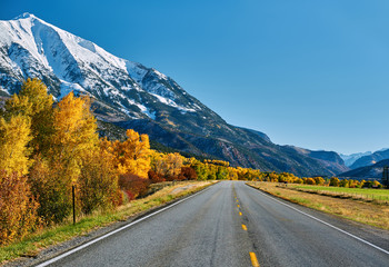 Highway at autumn in Colorado, USA.