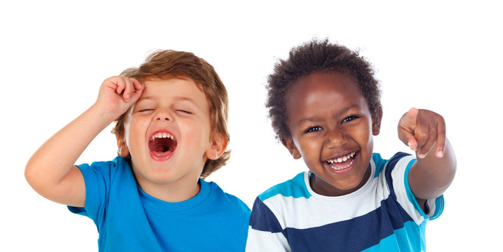 Children doing joke and laughing