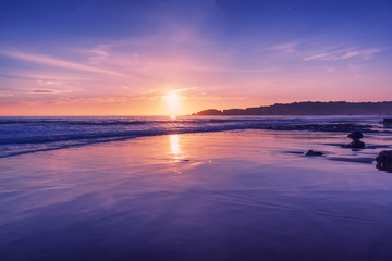 beautiful stunning magical ocean landscape, coast of Portugal, the Algarve at sunset,