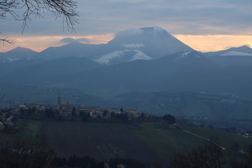 Panorama apiro montagna neve , Apiro, Italy