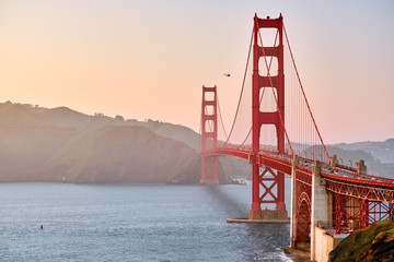 Golden Gate Bridge at sunset, San Francisco, California